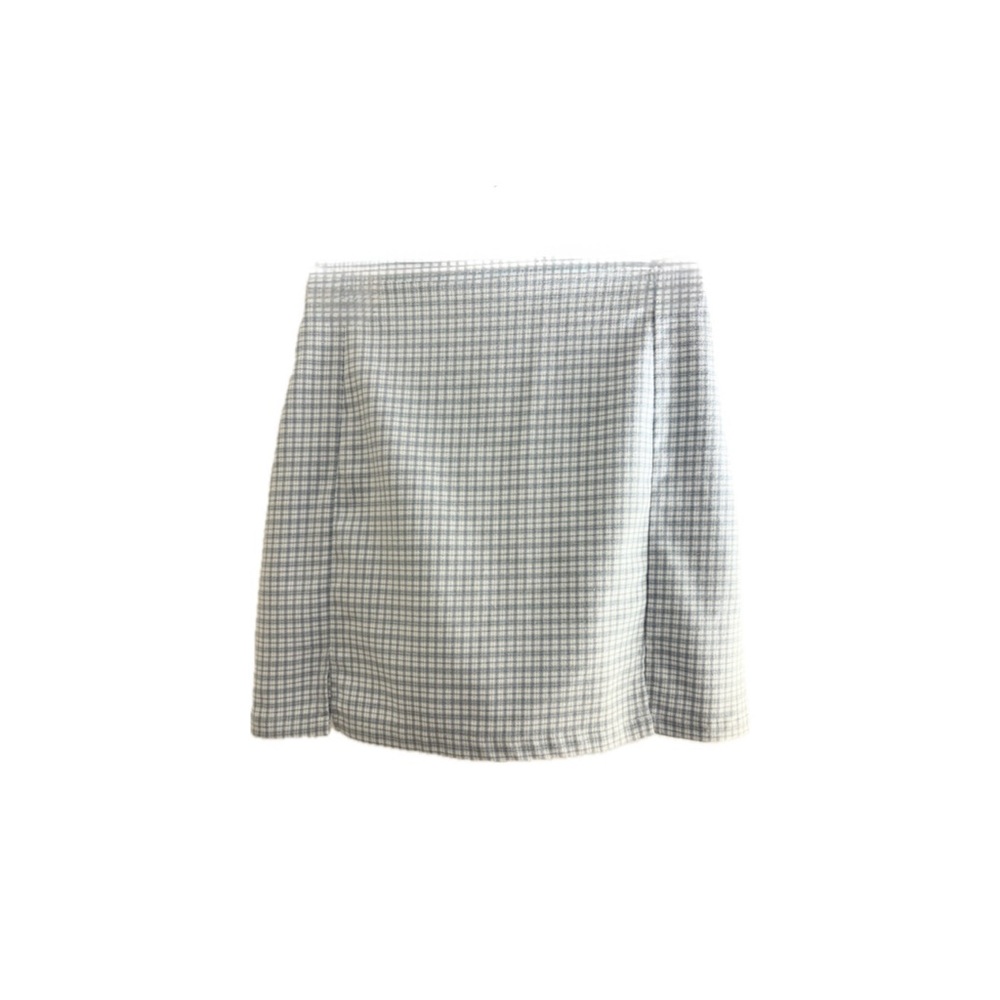 Brandy Melville Cara Mini Skirt in Blue and White Plaid Checkered - Size Small